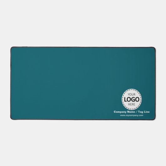 Logo en Bedrijfsgegevens Custom Blauwgroen Desk Ma Bureaumat (Voorkant)
