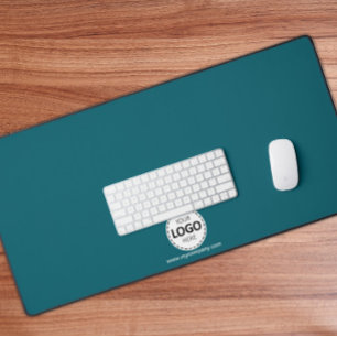 Logo en Bedrijfsgegevens Custom Blauwgroen Desk Ma Bureaumat