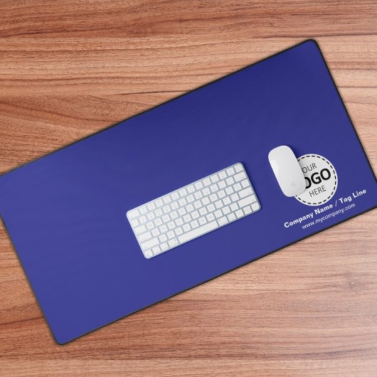Logo en Bedrijfsgegevens Custom Blue Desk Mat