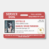 Logo en foto-ID van rode witte hulphond Badge (Voorzijde)