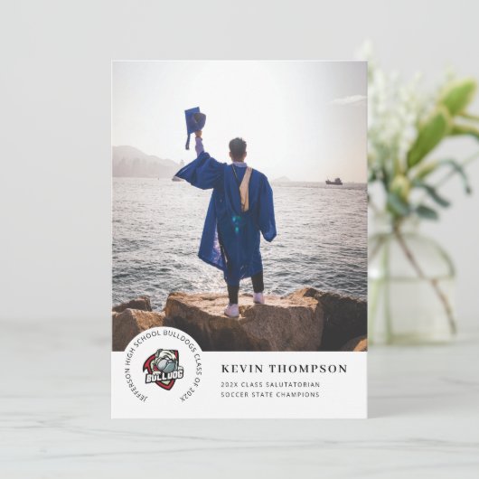 Logo en foto's Afstuderen Aankondiging (Staand voorkant)