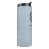 Logo en informatie bedrijf | Blauwe achtergrond op Thermosbeker (Gedraaid links)