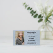 Logo en informatie bedrijf | Blauwe achtergrond op Visitekaartje (Staand voorkant)