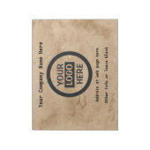 Logo en informatie bedrijf | Bruine achtergrond op Notitieblok (Linkerzijde)