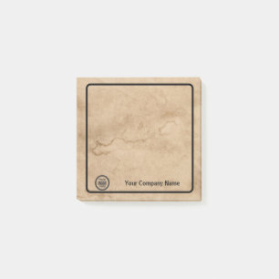 Logo en informatie bedrijf Bruine achtergrond op Post-it® Notes