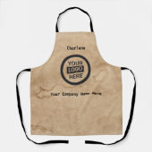 Logo en informatie bedrijf | Bruine achtergrond op Schort (Voorkant)