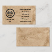 Logo en informatie bedrijf | Bruine achtergrond op Visitekaartje (Voorkant / Achterkant)