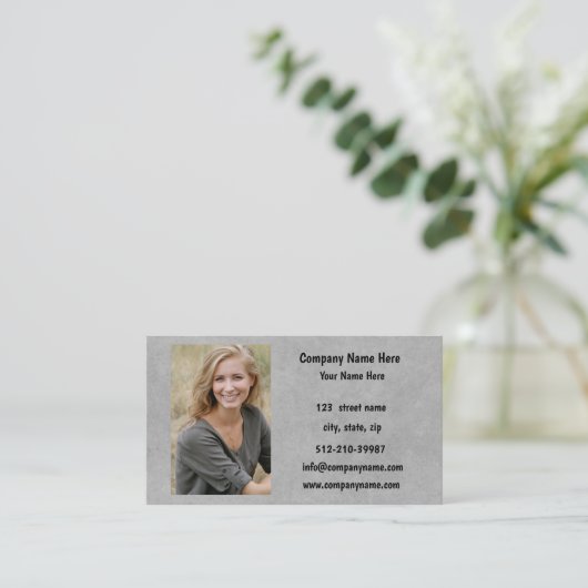 Logo en informatie bedrijf | Grijze achtergrond op Visitekaartje (Staand voorkant)