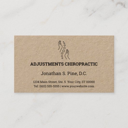 Logo- en Kantoor-uurkaarten voor chiropractische b Visitekaartje (Voorkant)