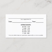 Logo- en Kantoor-uurkaarten voor chiropractische b Visitekaartje (Achterkant)