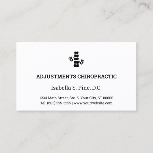 Logo- en Kantoor-uurkaarten voor chiropractische b Visitekaartje (Voorkant)