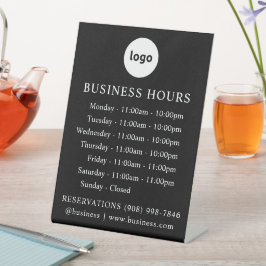 LOGO en kantooruren | Black | staand teken Reclamebord Met Voetstuk