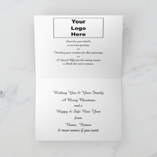 Logo- en promo-business prettige kerstcadeautjes feestdagen kaart (Binnen)