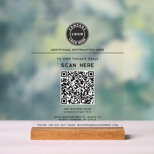 Logo en QR Code Business Promotie Advertentie Acryl Bord (Neutraal)