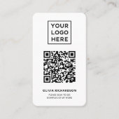 Logo- en QR-code | Eenvoudig zwart-wit Visitekaartje (Voorkant)