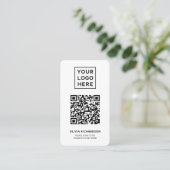 Logo- en QR-code | Eenvoudig zwart-wit Visitekaartje (Staand voorkant)