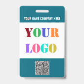 Logo en QR Code Info Tekst Business Badge Sjabloon (Achterkant)