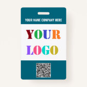 Logo en QR Code Info Tekst Business Badge Sjabloon (Achterkant)