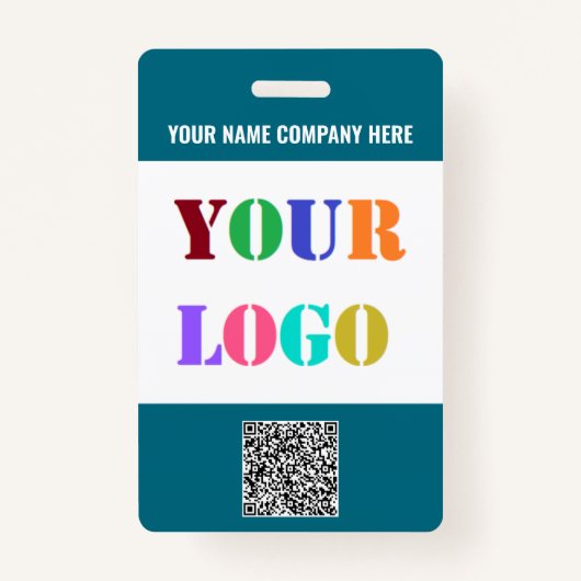 Logo en QR Code Info Tekst Business Badge Sjabloon (Achterkant)