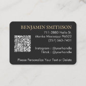 Logo- en QR-code Kool Grijze gedept Matig Visitekaartje (Achterkant)