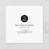 Logo- en QR-code Minimale zwarte en witte Sjabloon Vierkante Visitekaartje (Achterkant)