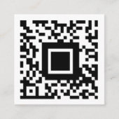 Logo- en QR-code Minimale zwarte en witte Sjabloon Vierkante Visitekaartje (Voorkant)