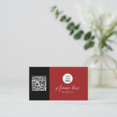 Logo en QR-code | Minimalist Professional Black Visitekaartje (Staand voorkant)