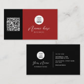 Logo en QR-code | Minimalist Professional Black Visitekaartje (Voorkant / Achterkant)
