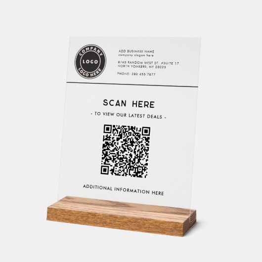 Logo en QR Code Modern Business Deals Website Acryl Bord (Hoek)