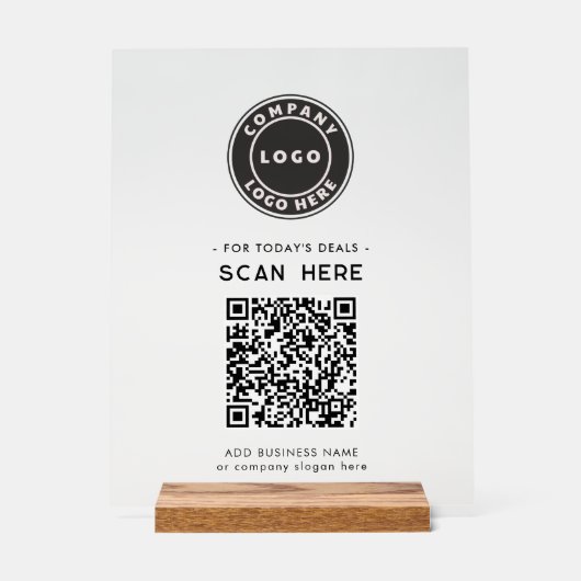 Logo en QR Code Modern Contactloos Bedrijf Acryl Bord (Voorkant)