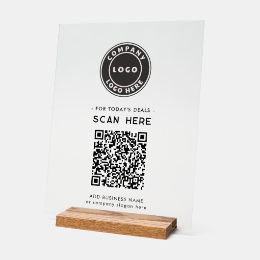 Logo en QR Code Modern Contactloos Bedrijf Acryl Bord (Hoek)