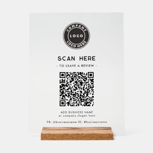 Logo en QR Code Modern Laat een Review Bedrijf Acryl Bord (Voorkant)
