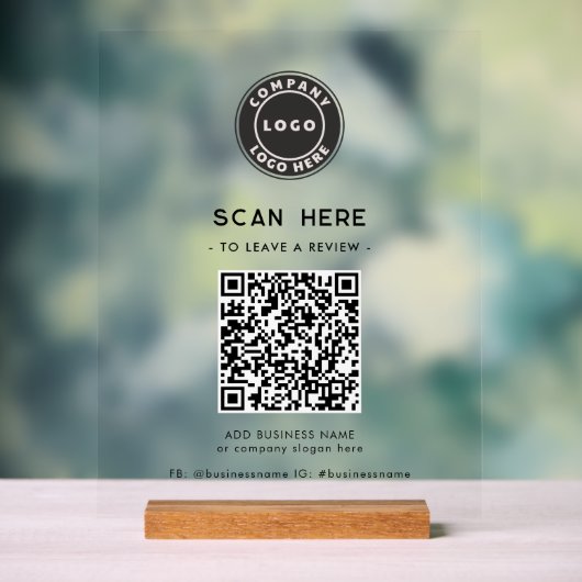 Logo en QR Code Modern Laat een Review Bedrijf Acryl Bord (Neutraal)