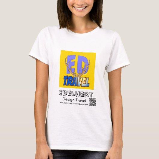 Logo en QR-code T-Shirt Edelhert Design Travel (Voorkant)