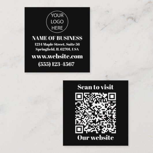 Logo en QR-code visitekaartje (Voorkant / Achterkant)