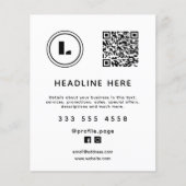 Logo en QR-code wit minimalistisch Flyer (Voorkant)