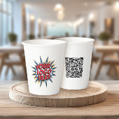 Logo en QR Code Zakelijke Marketing Wit Papieren Bekers