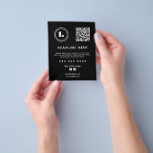 Logo en QR-code zwart minimalistisch Flyer (Hand)