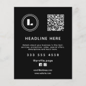 Logo en QR-code zwart minimalistisch Flyer (Voorkant)