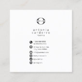 Logo- en sociale mediapictogrammen Blk/White Sq ID Vierkante Visitekaartje (Achterkant)
