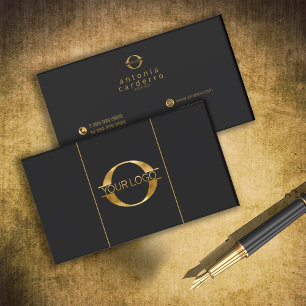 Logo- en sociale mediapictogrammen Gold/Bk Hor ID8 Visitekaartje