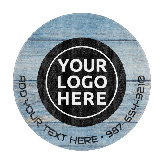 LOGO EN TEKST | Aangepaste zakelijke glassnijplank Snijplank (Voorkant)