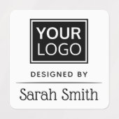 Logo en tekst met verdeel wit labels (Design 2)