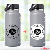 Logo en tekst op heldere fles met vinylzakwater S Sticker