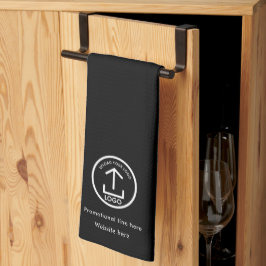 Logo en Tekst Promotionele Business Branding Zwart Theedoek