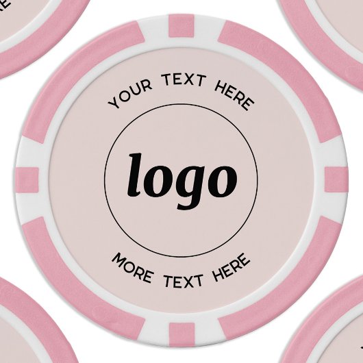 Logo en Tekst Zakelijk Promotie Blush Roze Poker Chips