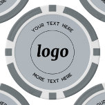 Logo en Tekst Zakelijk Promotiepoeder Blauw Poker Chips<br><div class="desc">Eenvoudige logo en aangepaste tekst voor het promoten van uw bedrijf. Vervang de logo en tekst door uw eigen tekst om aan te passen. Minimalistisch en professioneel om uw merk te weerspiegelen.</div>