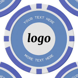 Logo en Tekst Zakelijke Promotie Sky Blue Poker Chips