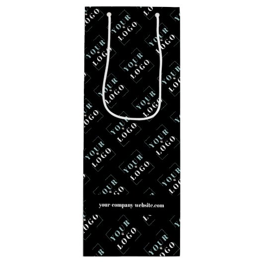 Logo en website op maat gedrukt wijn cadeautas (Voorkant)