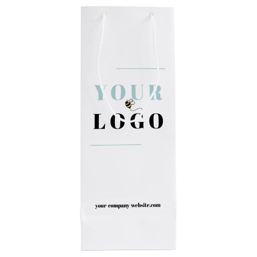Logo en website op maat gedrukt wijn cadeautas (Achterkant)